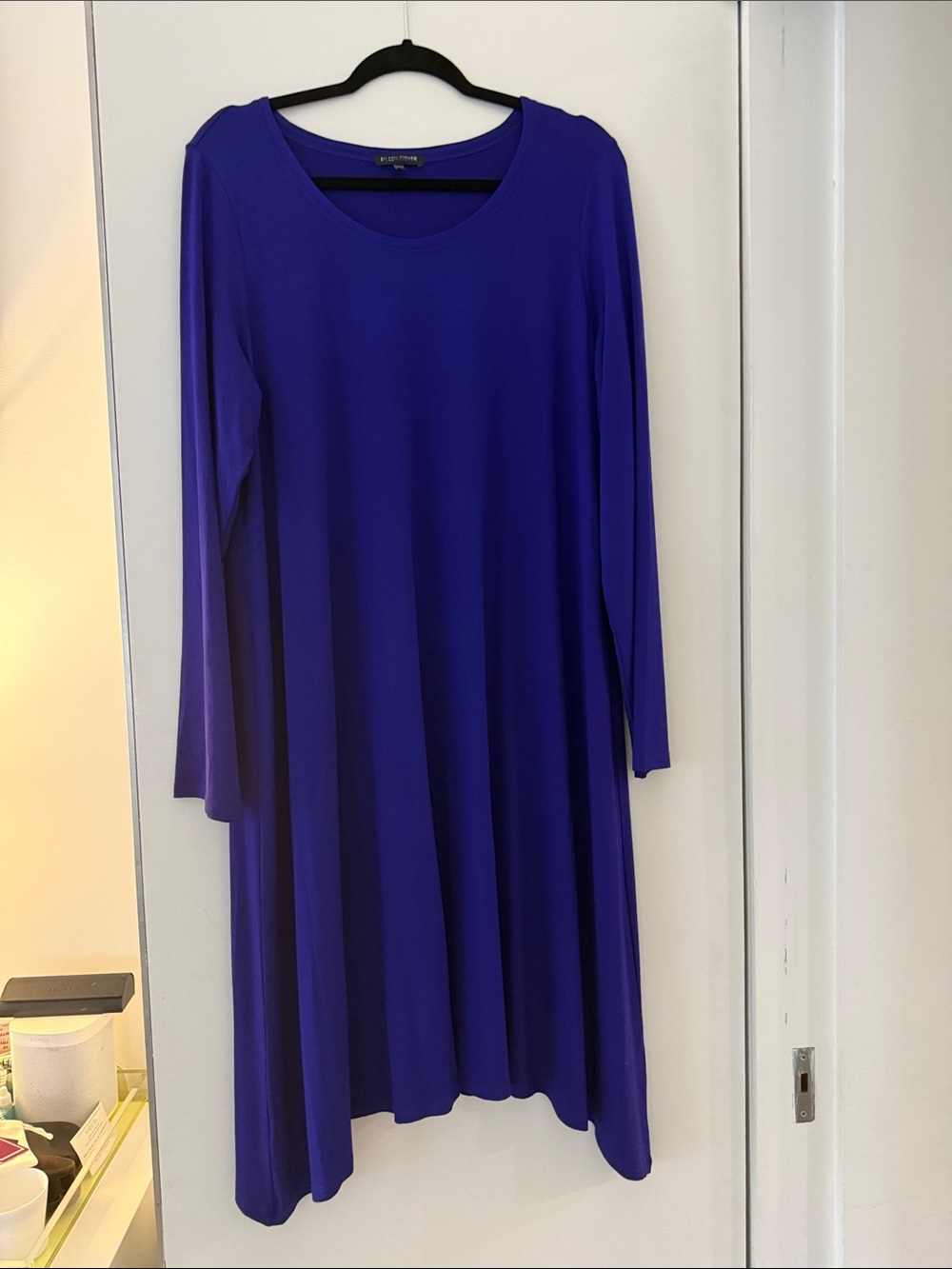 Eileen Fisher Long Sleeve Scoop-Neck A-Line Dress in Royal Blue